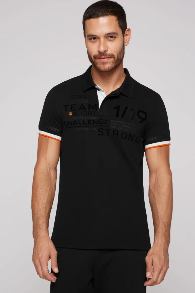 Best Sale CAMP DAVID & SOCCX Pikee-Polo mit Flockprint black