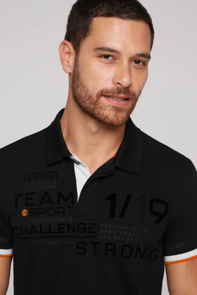 Best Sale CAMP DAVID & SOCCX Pikee-Polo mit Flockprint black