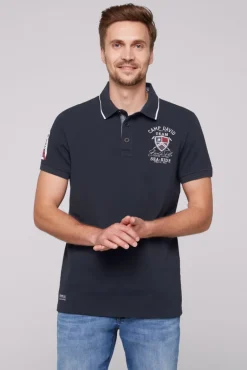 Clearance CAMP DAVID & SOCCX Pikee-Polo mit Label Patches und Stickereien blue navy bluenavy