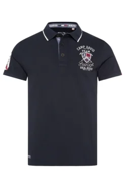 Clearance CAMP DAVID & SOCCX Pikee-Polo mit Label Patches und Stickereien blue navy bluenavy