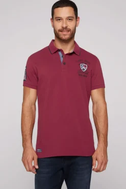 Flash Sale CAMP DAVID & SOCCX Pikee-Polo mit Label Patches und Stickereien burgundy