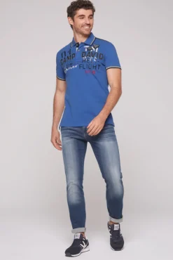 Cheap CAMP DAVID & SOCCX Pikee-Polo mit Label-Applikationen strong blue strongblue