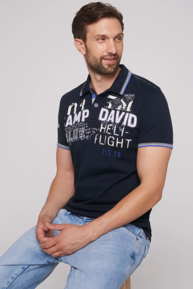 Sale CAMP DAVID & SOCCX Pikee-Polo mit Label-Applikationen blue navy bluenavy