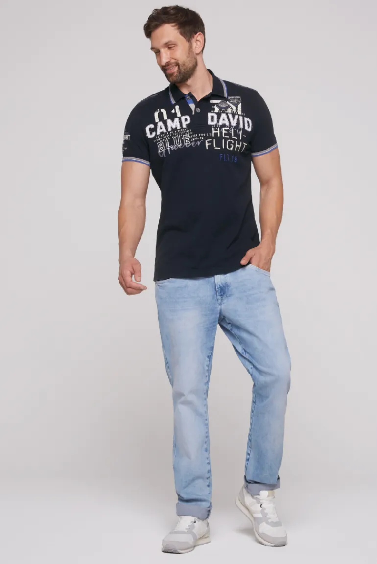 Sale CAMP DAVID & SOCCX Pikee-Polo mit Label-Applikationen blue navy bluenavy