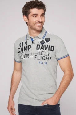 Shop CAMP DAVID & SOCCX Pikee-Polo mit Label-Applikationen granite melange granitemelange