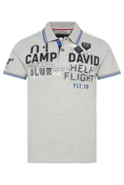 Shop CAMP DAVID & SOCCX Pikee-Polo mit Label-Applikationen granite melange granitemelange