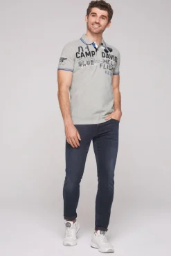 Shop CAMP DAVID & SOCCX Pikee-Polo mit Label-Applikationen granite melange granitemelange
