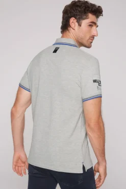 Shop CAMP DAVID & SOCCX Pikee-Polo mit Label-Applikationen granite melange granitemelange