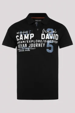 Cheap CAMP DAVID & SOCCX Pikee-Polo mit Logo Print | M black