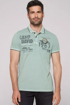 Cheap CAMP DAVID & SOCCX Pikee-Polo mit Logo-Applikationen teal
