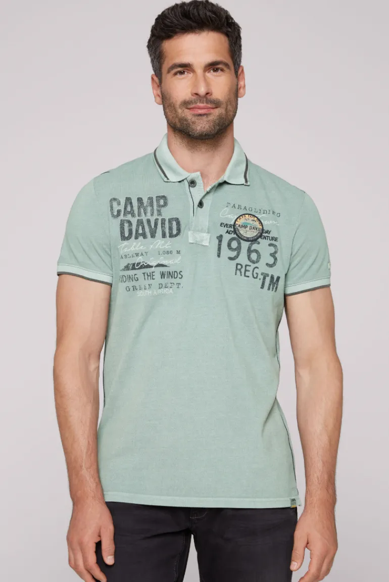 Cheap CAMP DAVID & SOCCX Pikee-Polo mit Logo-Applikationen teal