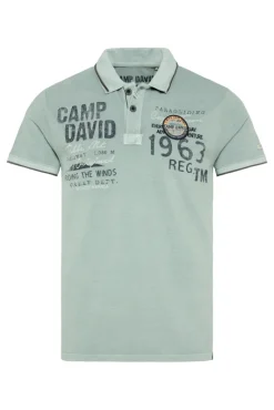 Cheap CAMP DAVID & SOCCX Pikee-Polo mit Logo-Applikationen teal