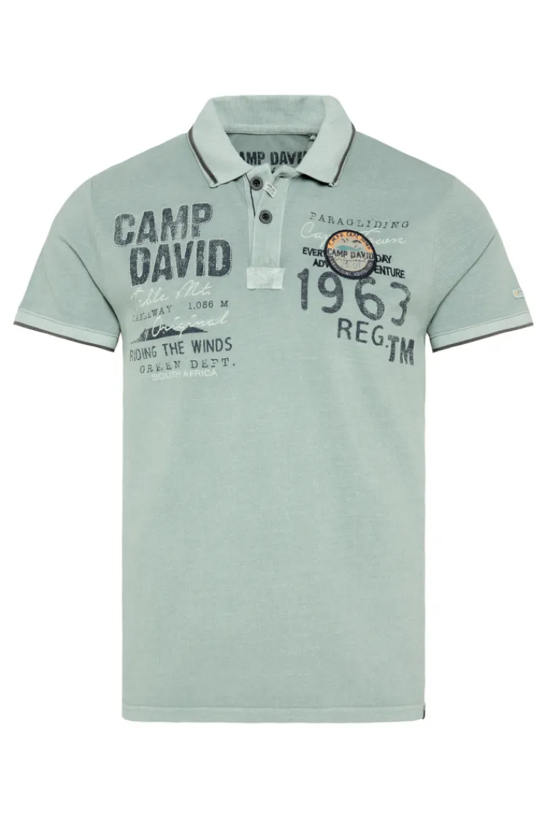 Cheap CAMP DAVID & SOCCX Pikee-Polo mit Logo-Applikationen teal