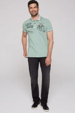 Cheap CAMP DAVID & SOCCX Pikee-Polo mit Logo-Applikationen teal