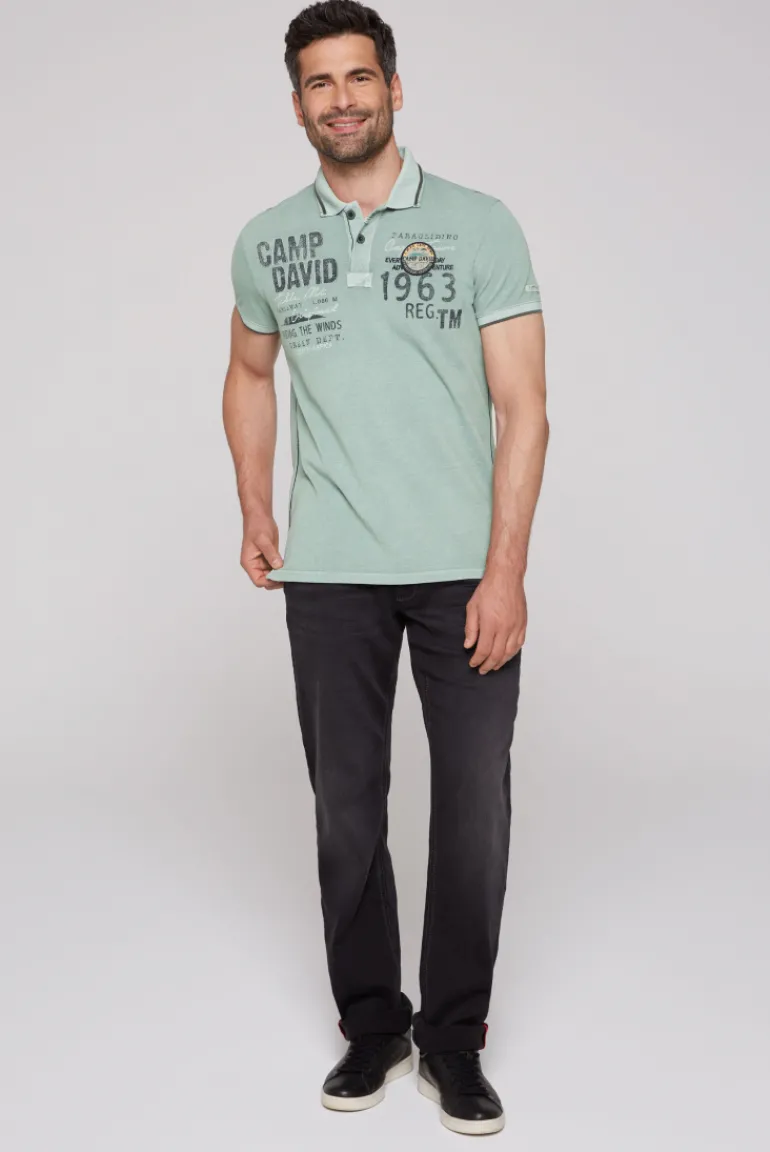 Cheap CAMP DAVID & SOCCX Pikee-Polo mit Logo-Applikationen teal