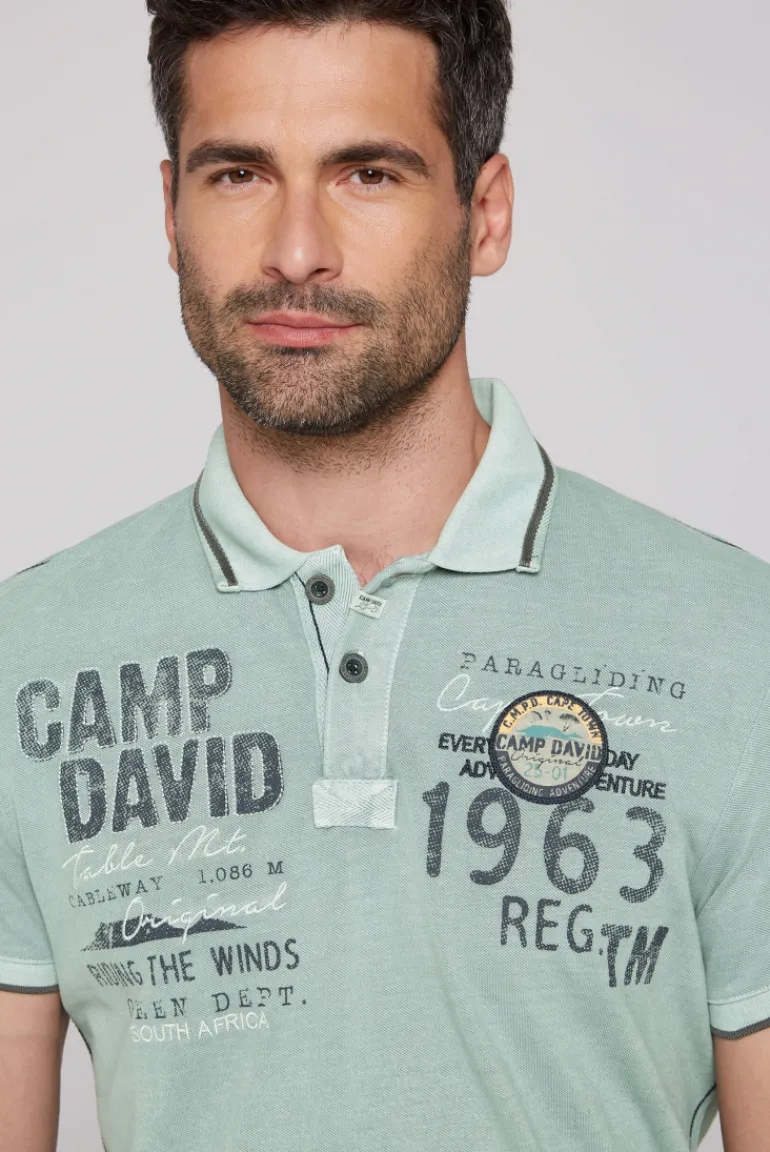 Cheap CAMP DAVID & SOCCX Pikee-Polo mit Logo-Applikationen teal