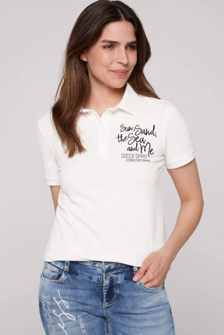 Store CAMP DAVID & SOCCX Pikee-Polo mit Rücken-Artwork ivory