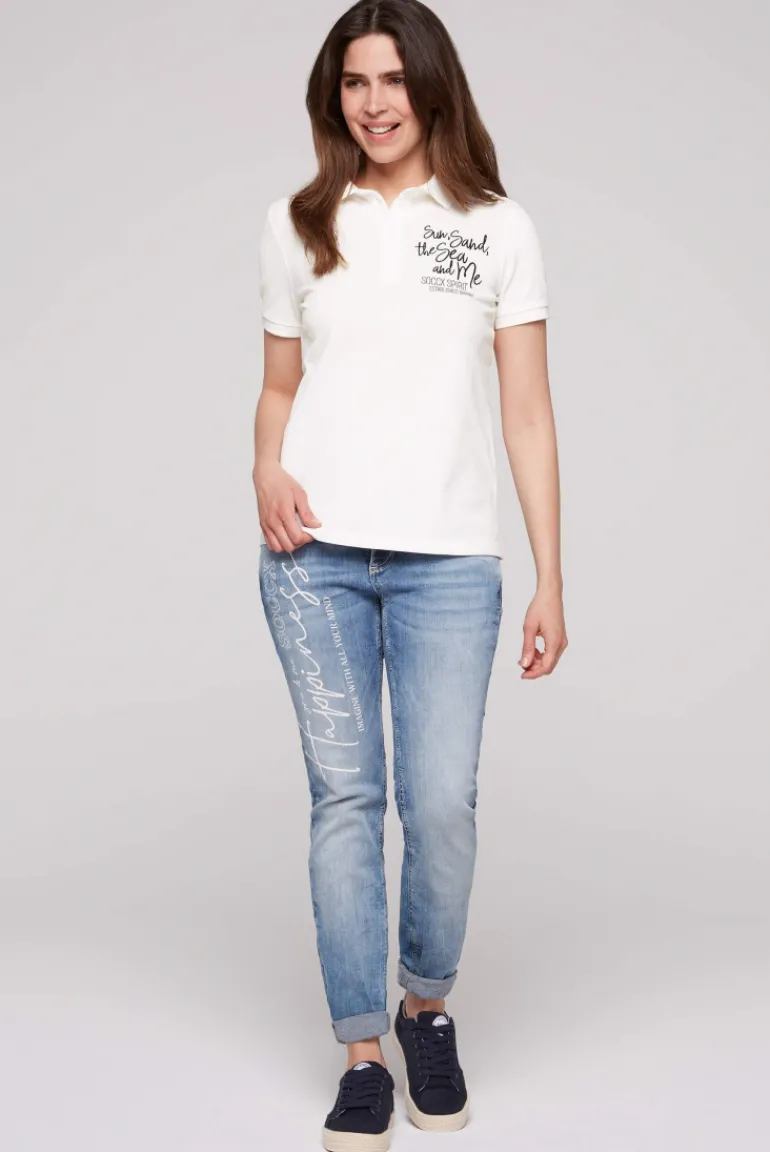 Store CAMP DAVID & SOCCX Pikee-Polo mit Rücken-Artwork ivory