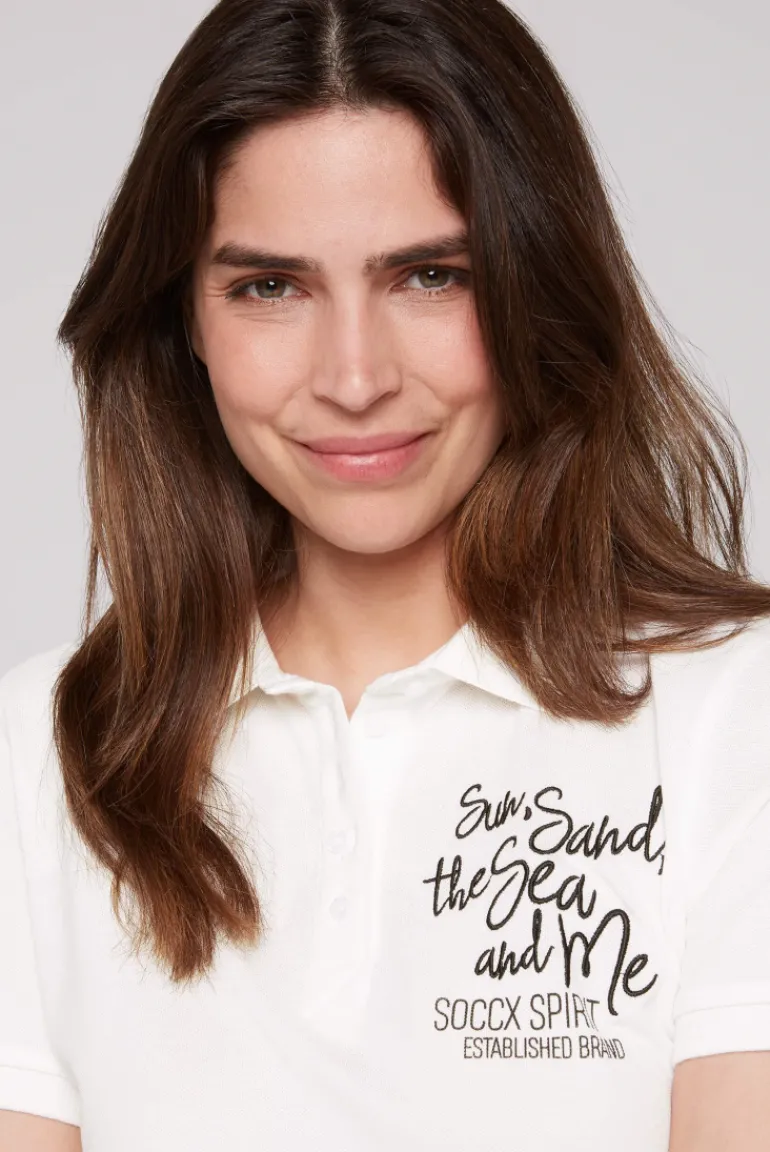 Store CAMP DAVID & SOCCX Pikee-Polo mit Rücken-Artwork ivory