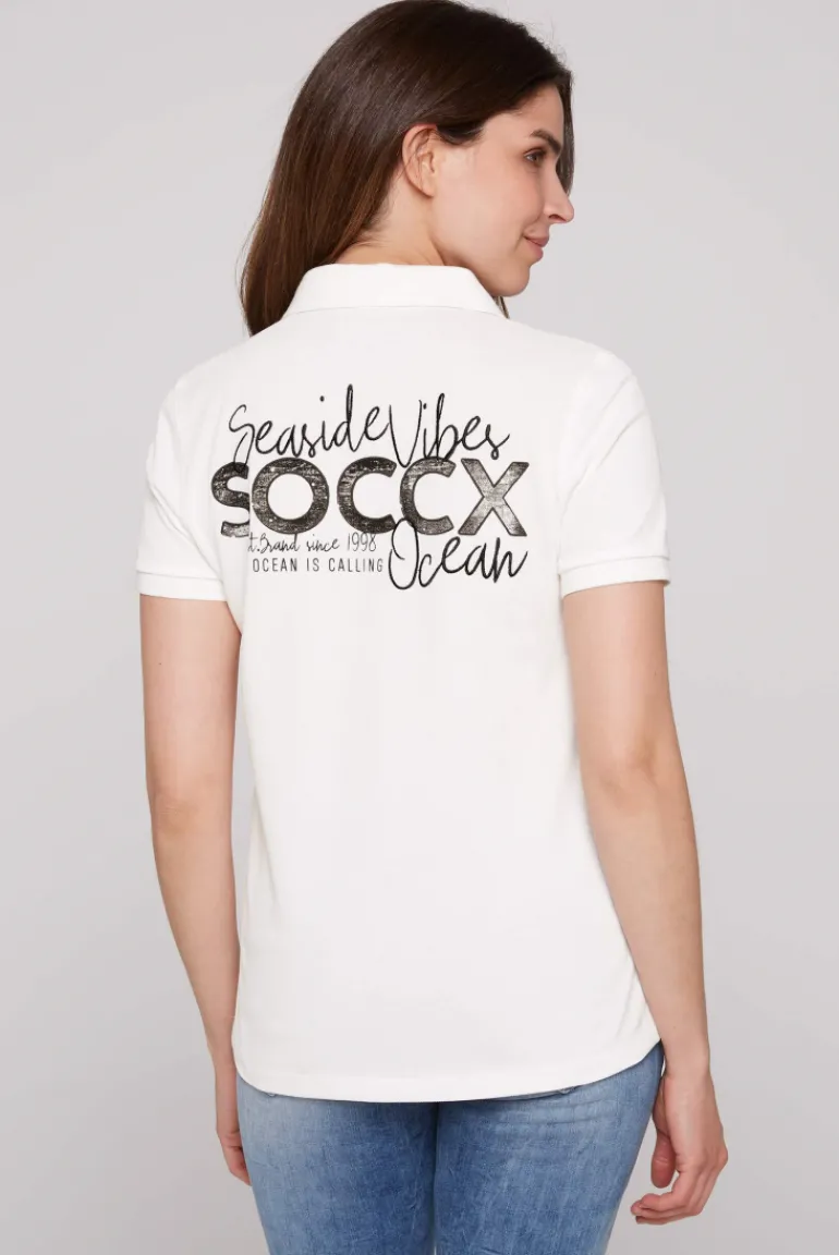 Store CAMP DAVID & SOCCX Pikee-Polo mit Rücken-Artwork ivory