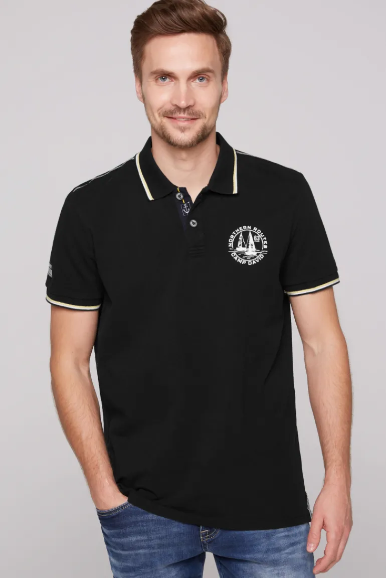 Outlet CAMP DAVID & SOCCX Pikee-Polo mit Tipping-Effekten black