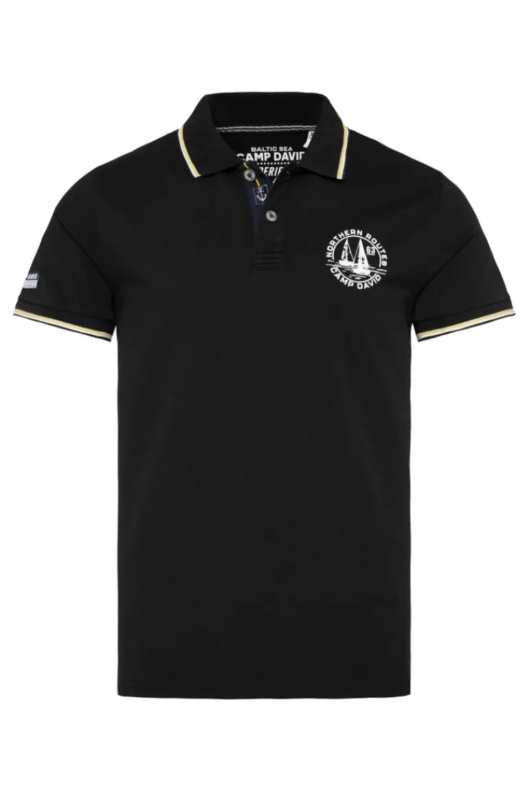 Outlet CAMP DAVID & SOCCX Pikee-Polo mit Tipping-Effekten black