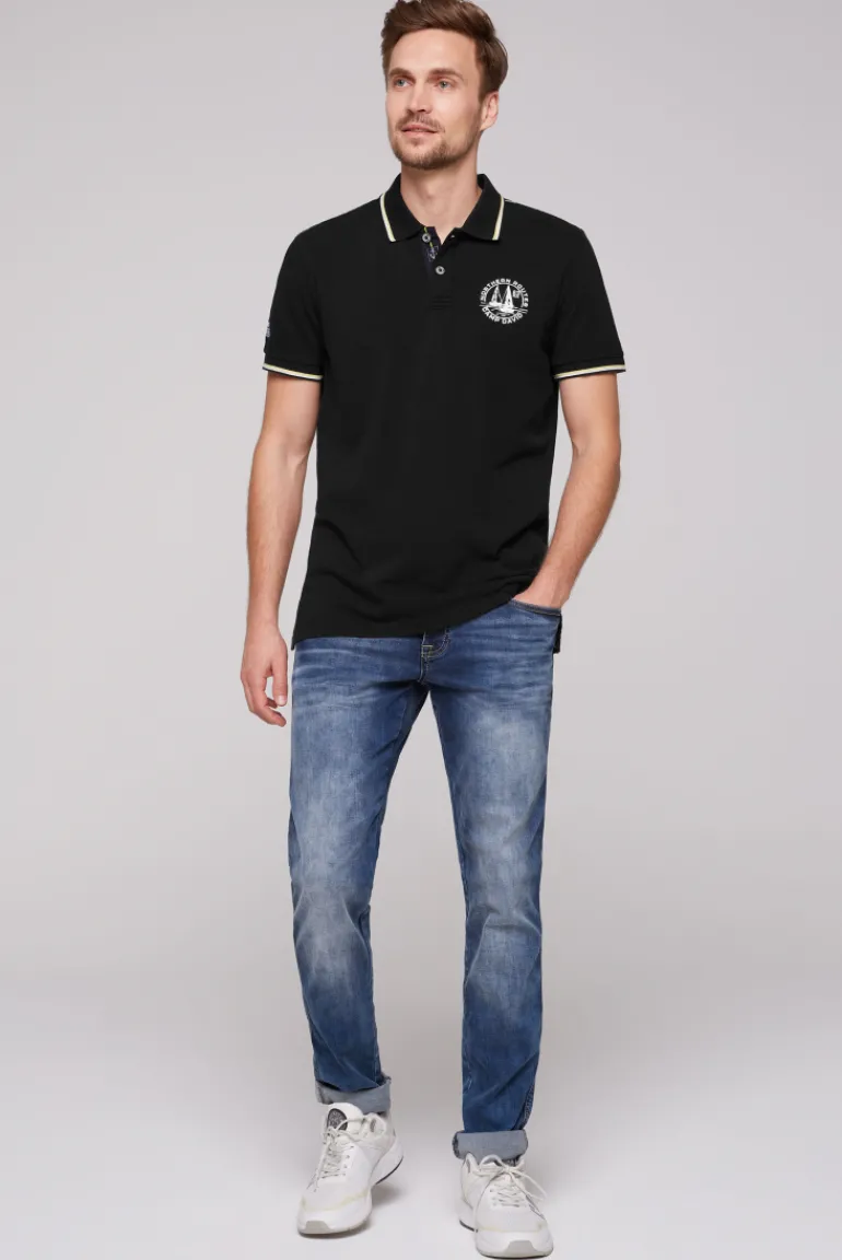 Outlet CAMP DAVID & SOCCX Pikee-Polo mit Tipping-Effekten black