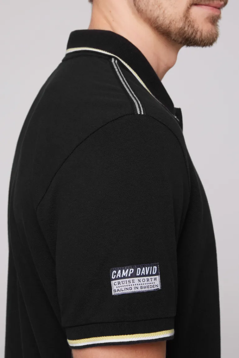 Outlet CAMP DAVID & SOCCX Pikee-Polo mit Tipping-Effekten black