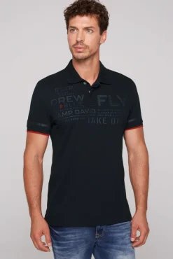 Cheap CAMP DAVID & SOCCX Pikee-Polo mit tonigem Rubber Artwork blue navy bluenavy