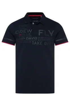 Cheap CAMP DAVID & SOCCX Pikee-Polo mit tonigem Rubber Artwork blue navy bluenavy