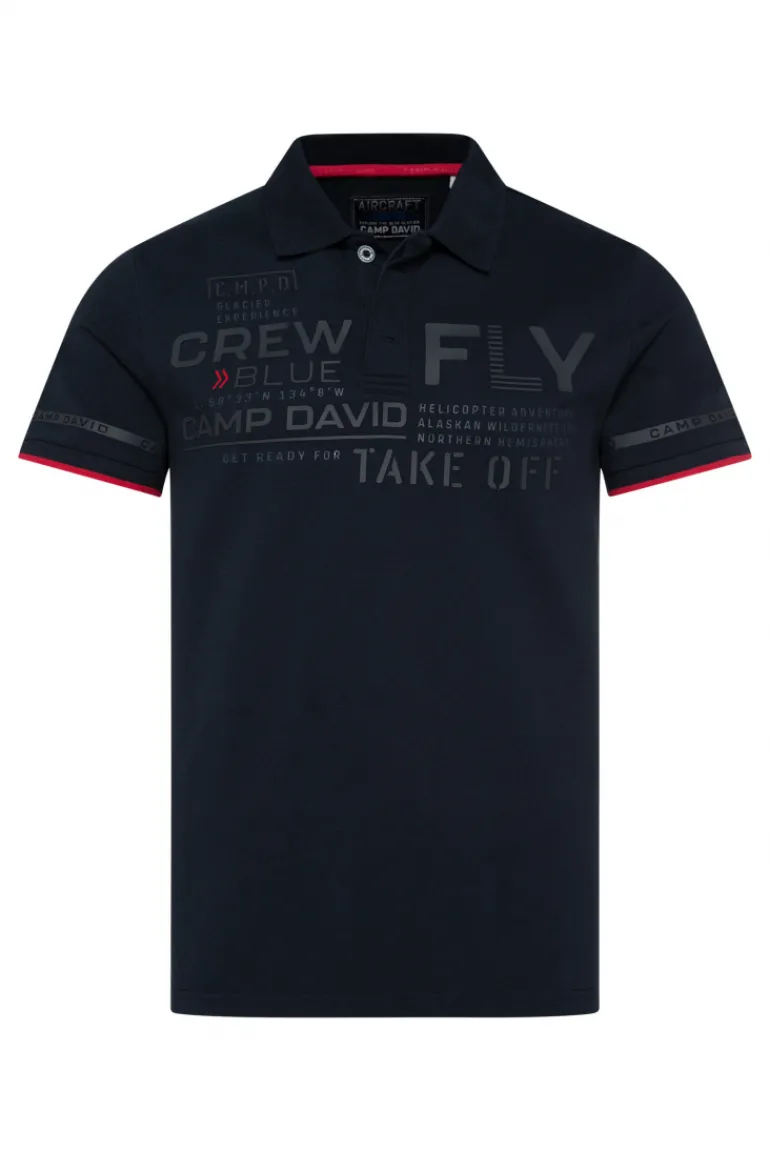 Cheap CAMP DAVID & SOCCX Pikee-Polo mit tonigem Rubber Artwork blue navy bluenavy