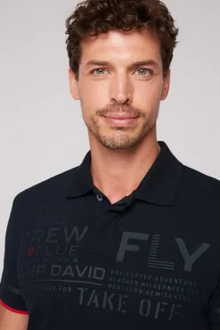 Cheap CAMP DAVID & SOCCX Pikee-Polo mit tonigem Rubber Artwork blue navy bluenavy