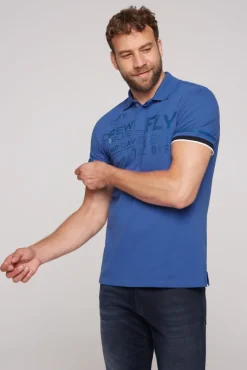 Outlet CAMP DAVID & SOCCX Pikee-Polo mit tonigem Rubber Artwork strong blue strongblue