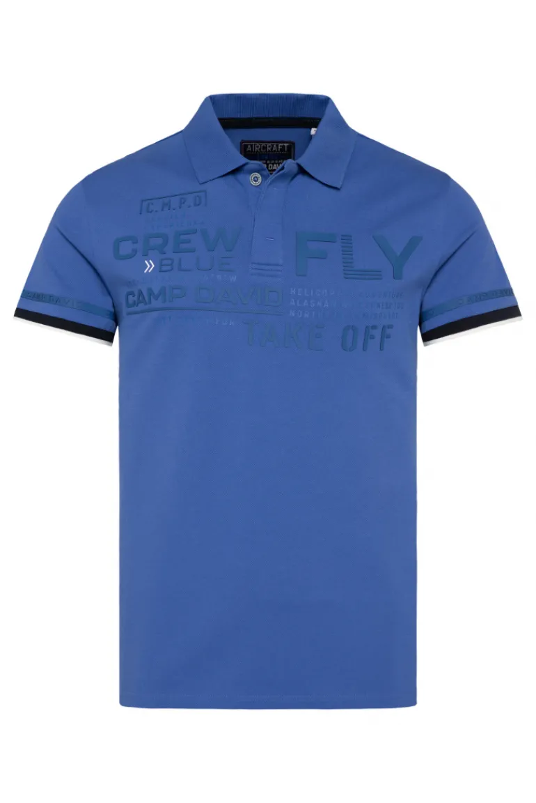 Outlet CAMP DAVID & SOCCX Pikee-Polo mit tonigem Rubber Artwork strong blue strongblue