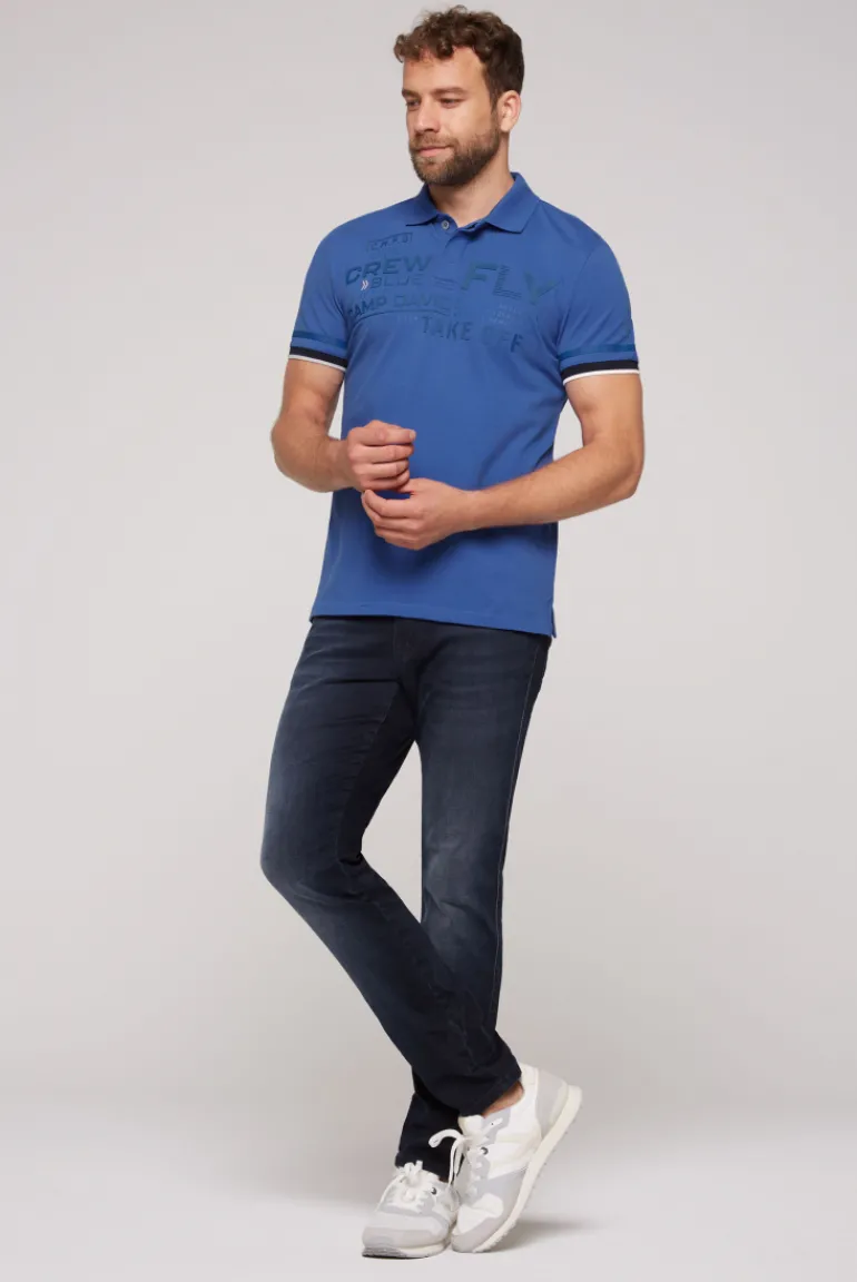 Outlet CAMP DAVID & SOCCX Pikee-Polo mit tonigem Rubber Artwork strong blue strongblue