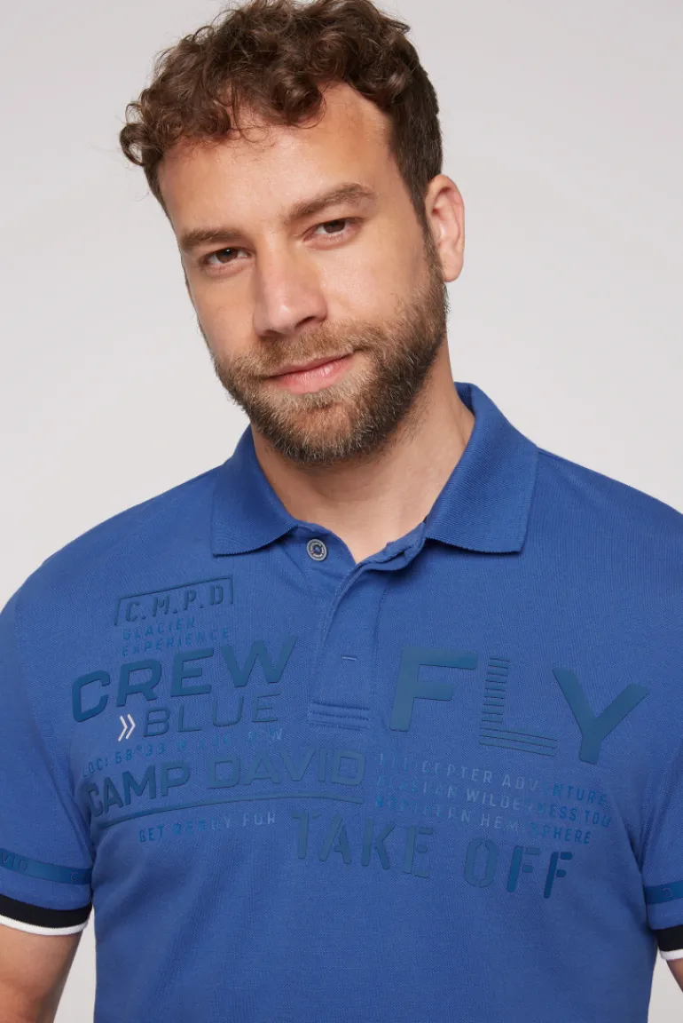Outlet CAMP DAVID & SOCCX Pikee-Polo mit tonigem Rubber Artwork strong blue strongblue