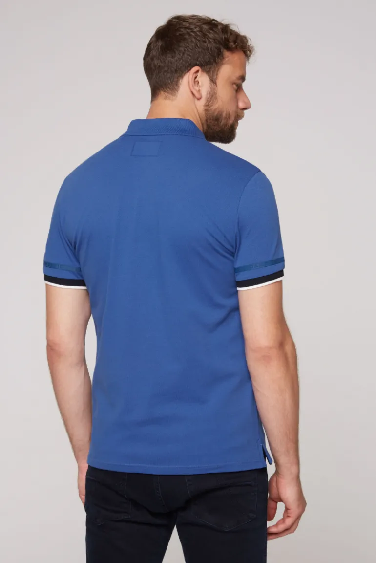 Outlet CAMP DAVID & SOCCX Pikee-Polo mit tonigem Rubber Artwork strong blue strongblue