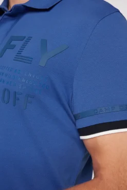 Outlet CAMP DAVID & SOCCX Pikee-Polo mit tonigem Rubber Artwork strong blue strongblue