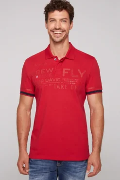 Best Sale CAMP DAVID & SOCCX Pikee-Polo mit tonigem Rubber Artwork flight red flightred