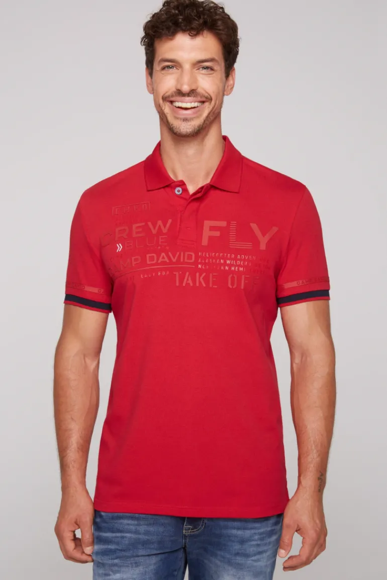 Best Sale CAMP DAVID & SOCCX Pikee-Polo mit tonigem Rubber Artwork flight red flightred