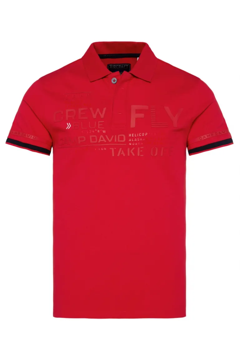 Best Sale CAMP DAVID & SOCCX Pikee-Polo mit tonigem Rubber Artwork flight red flightred