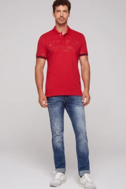 Best Sale CAMP DAVID & SOCCX Pikee-Polo mit tonigem Rubber Artwork flight red flightred