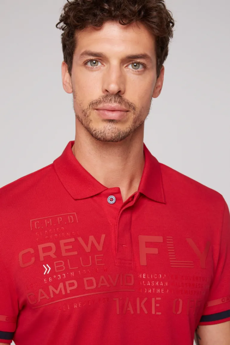 Best Sale CAMP DAVID & SOCCX Pikee-Polo mit tonigem Rubber Artwork flight red flightred