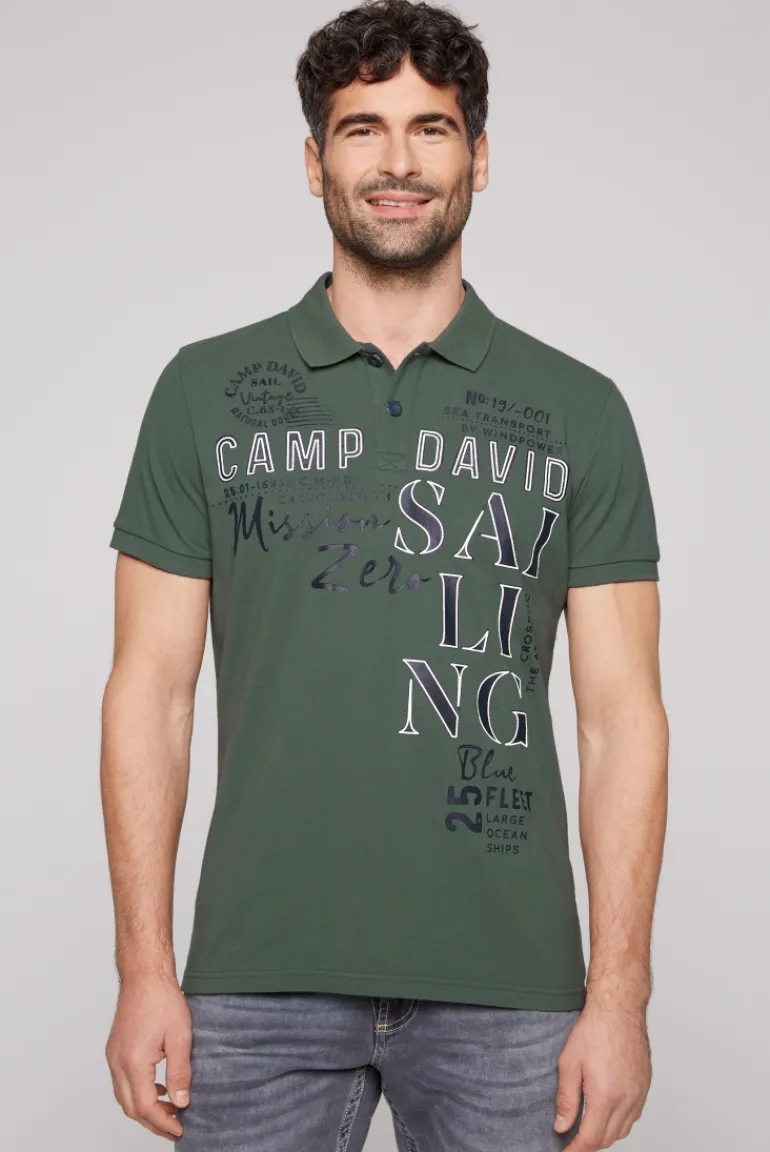 Fashion CAMP DAVID & SOCCX Pikee-Poloshirt mit Sailing Print grey green | L greygreen