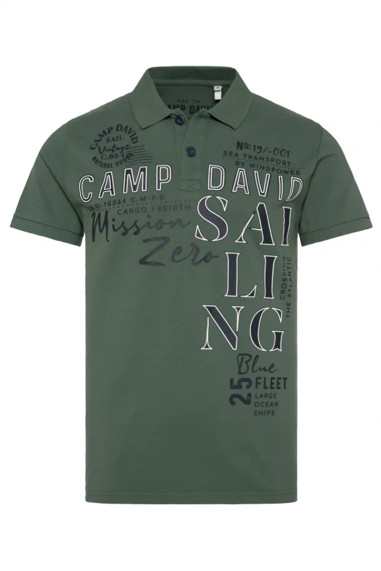 Fashion CAMP DAVID & SOCCX Pikee-Poloshirt mit Sailing Print grey green | L greygreen