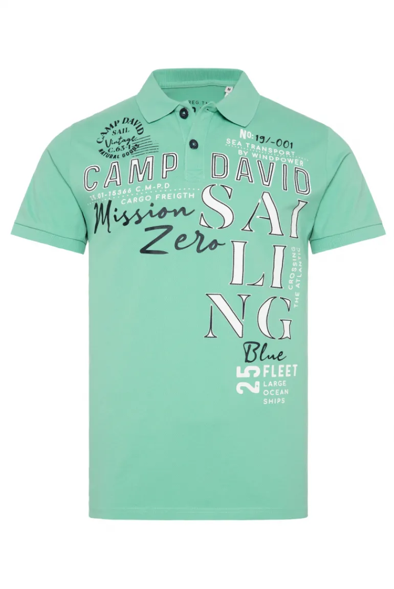 Hot CAMP DAVID & SOCCX Pikee-Poloshirt mit Sailing Print sea green | L seagreen
