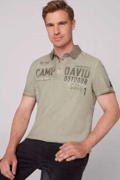 Store CAMP DAVID & SOCCX Polo mit Schultertapes und Logo Artwork fossil brown fossilbrown