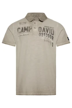 Store CAMP DAVID & SOCCX Polo mit Schultertapes und Logo Artwork fossil brown fossilbrown