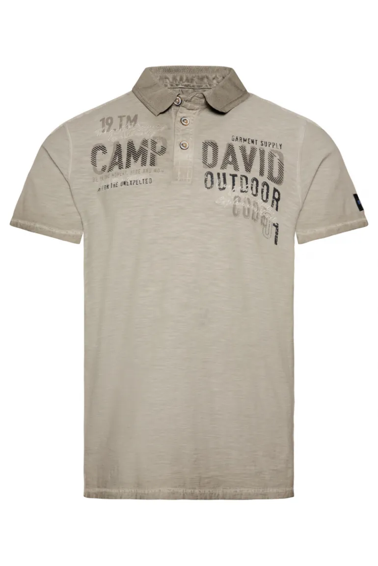 Store CAMP DAVID & SOCCX Polo mit Schultertapes und Logo Artwork fossil brown fossilbrown