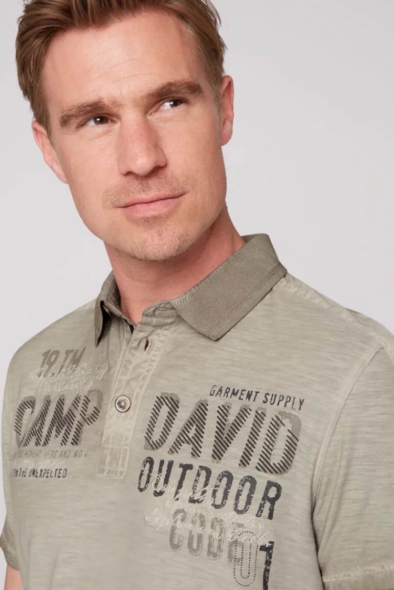 Store CAMP DAVID & SOCCX Polo mit Schultertapes und Logo Artwork fossil brown fossilbrown